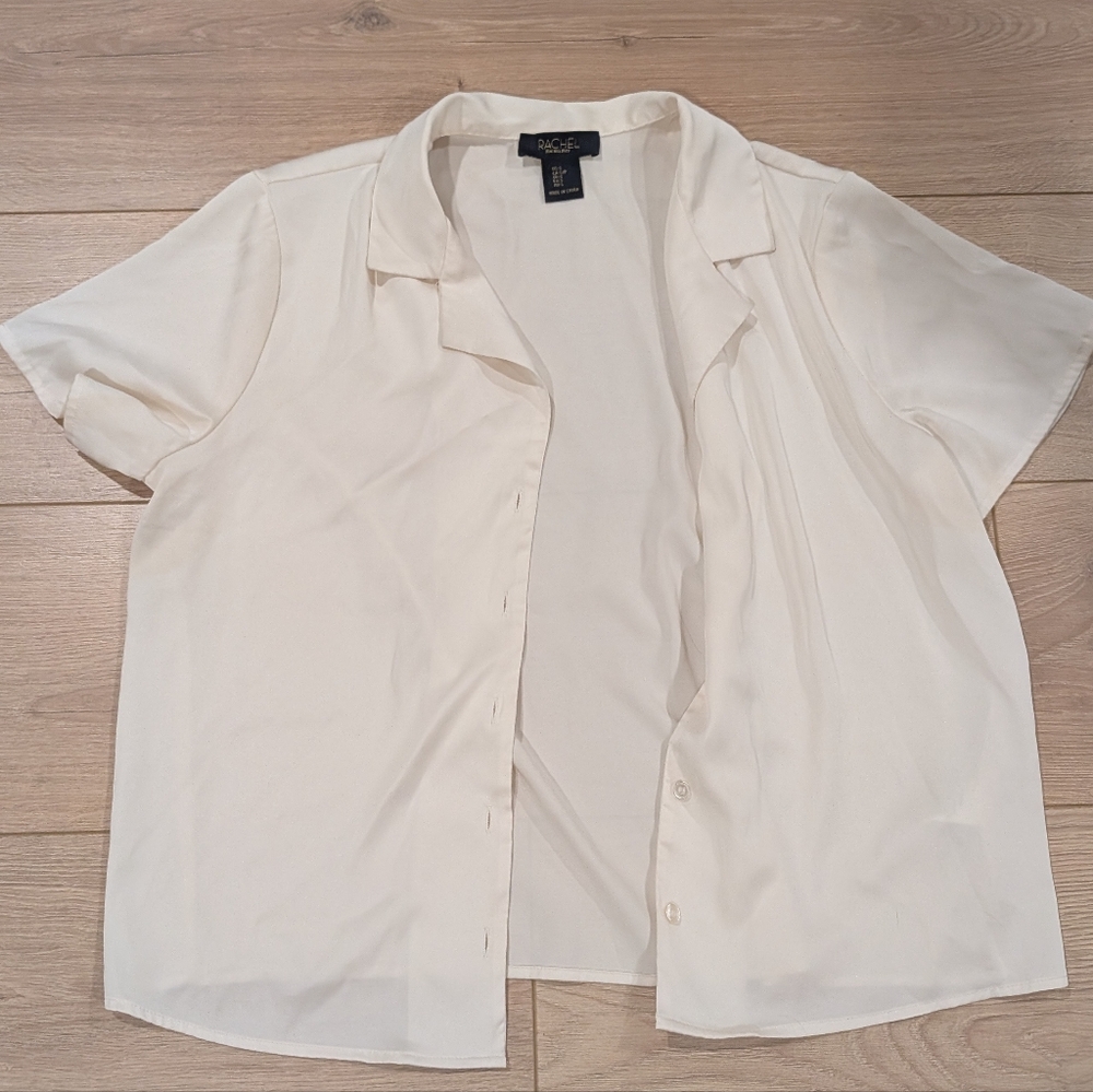 RACHEL Rachel Roy Cream Short Sleeve Shirt